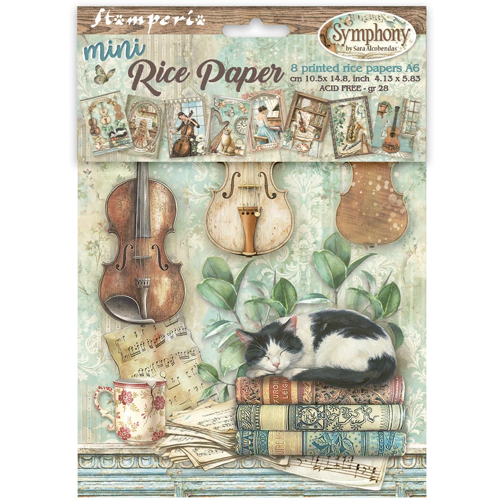 Stamperia SYMPHONY - A6 Selection Decoupage Rice Paper 8 sheets #DFSA6X07