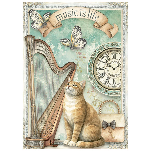 Stamperia SYMPHONY - A6 Selection Decoupage Rice Paper 8 sheets #DFSA6X07