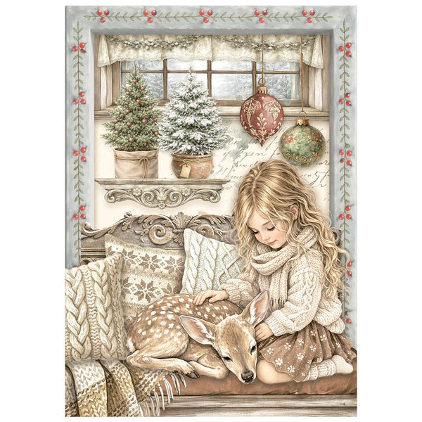Stamperia WHITE CHRISTMAS A6 Selection Decoupage Rice Paper 8 sheets #DFSA6X10