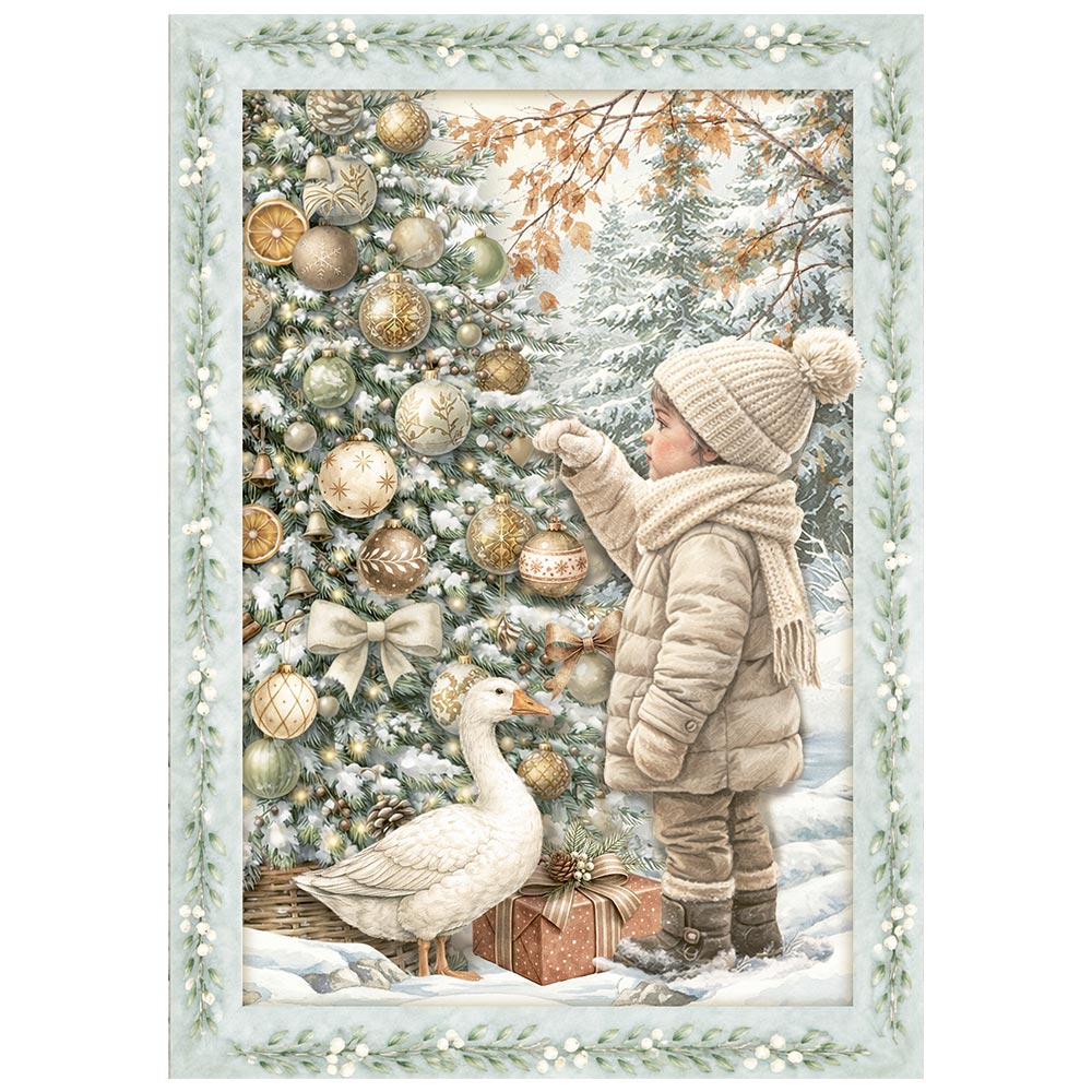 Stamperia WHITE CHRISTMAS A6 Selection Decoupage Rice Paper 8 sheets #DFSA6X10
