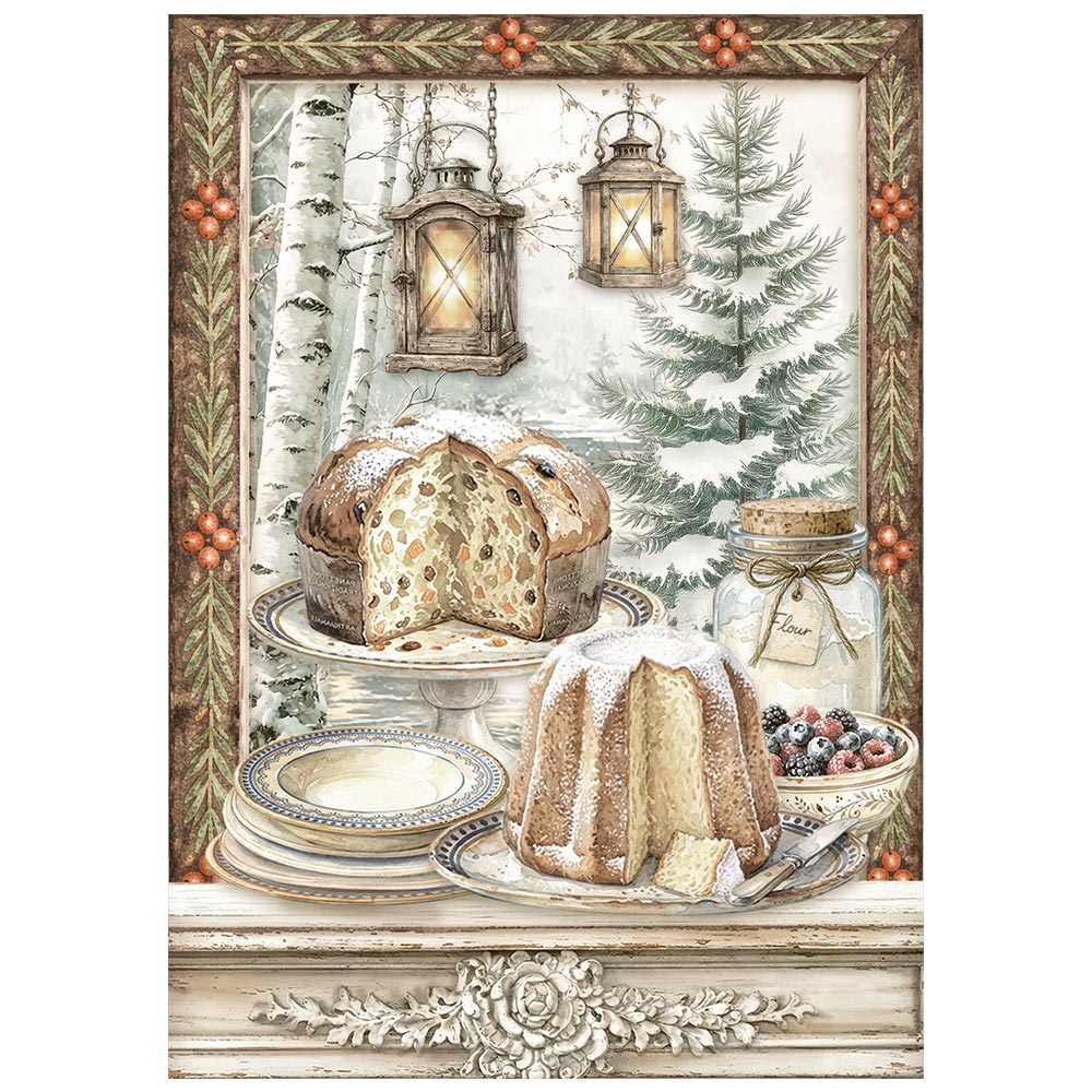Stamperia WHITE CHRISTMAS A6 Selection Decoupage Rice Paper 8 sheets #DFSA6X10