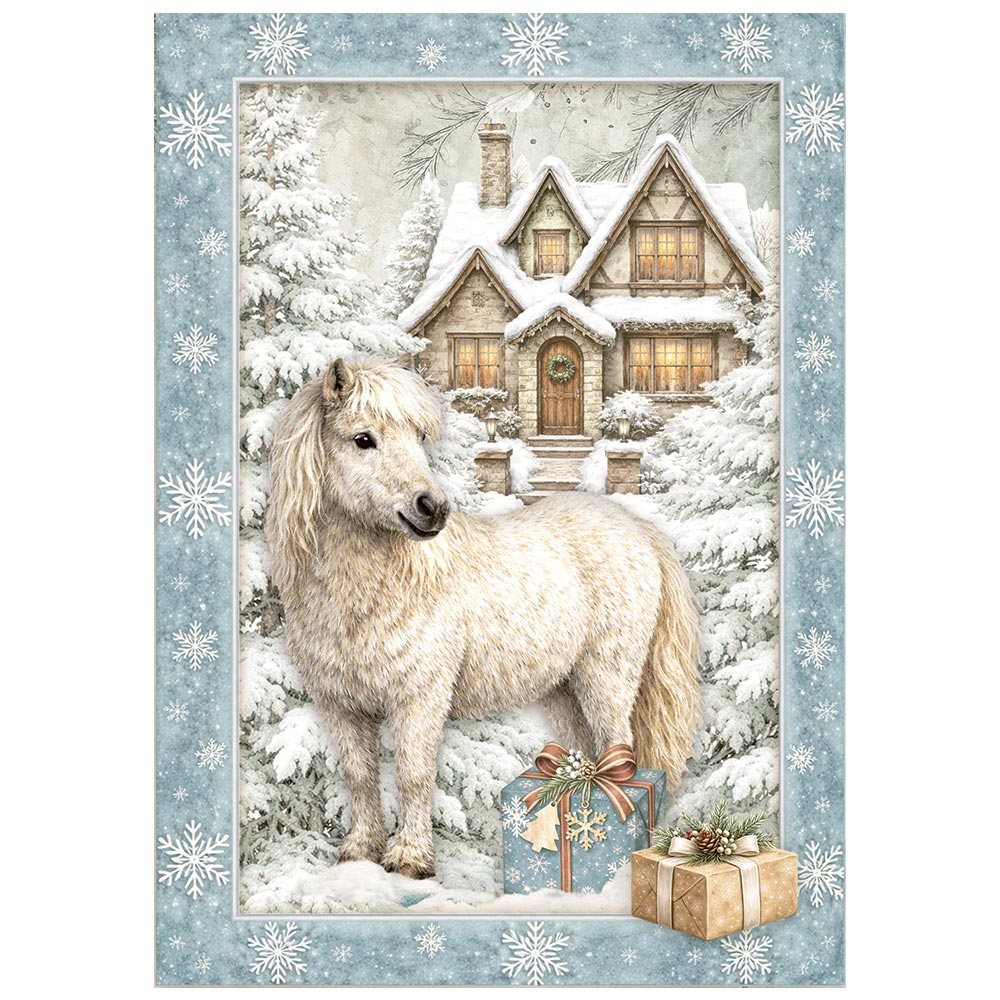 Stamperia WHITE CHRISTMAS A6 Selection Decoupage Rice Paper 8 sheets #DFSA6X10
