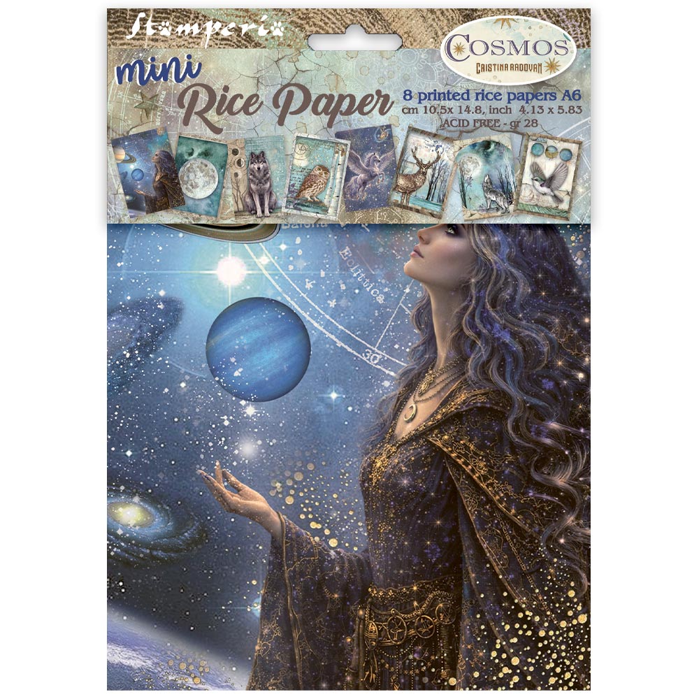 Stamperia COSMOS - MINI A6 Assorted Decoupage Rice Paper 8 sheets #DFSA6X11 - NEW