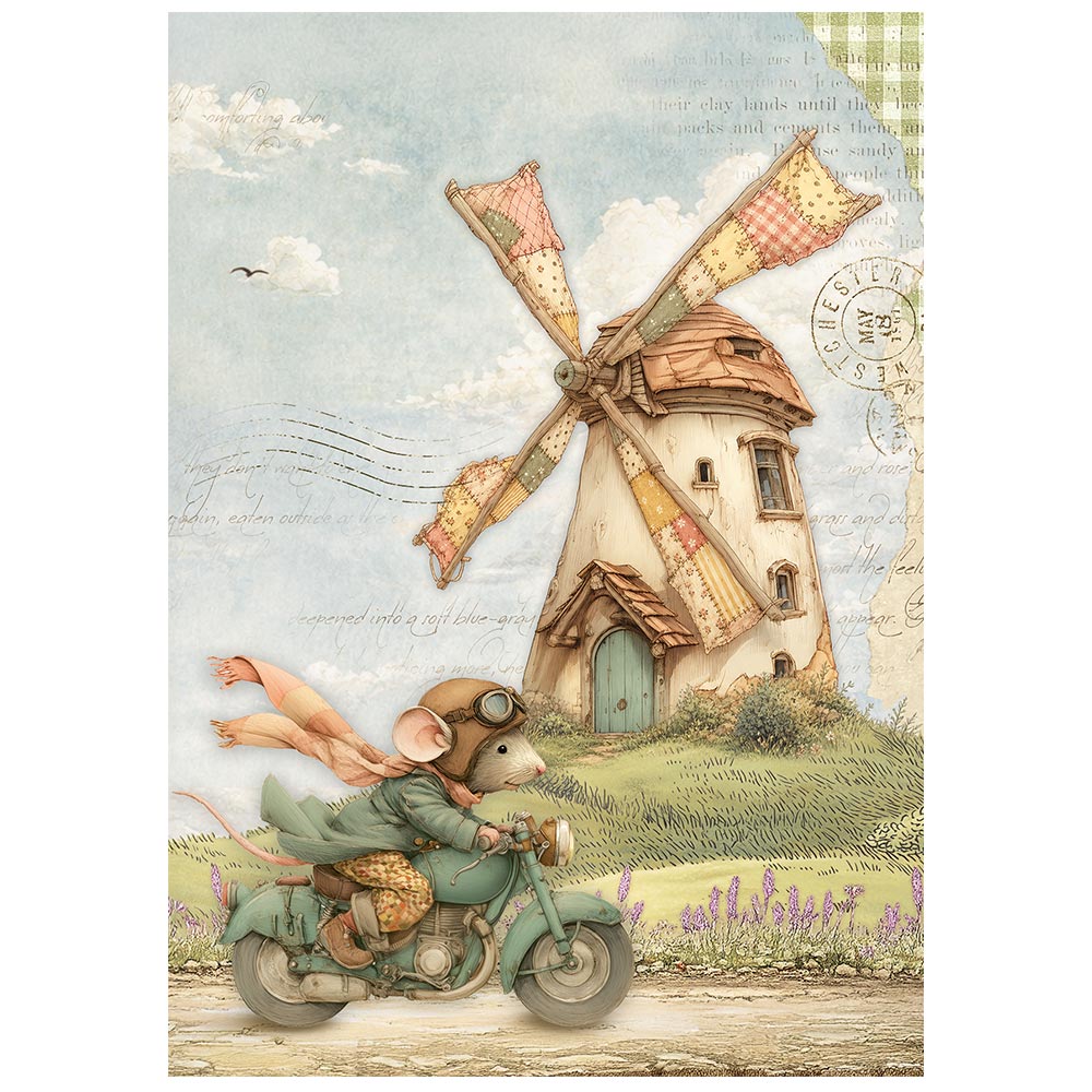 Stamperia COZY FAMILY Mice MINI A6 Assorted Decoupage Rice Paper 8 sheets #DFSA6X14