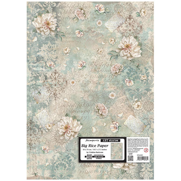 Stamperia Art Stories BIG RICE PAPER - PEONY PATTERN 50X70 CM Decoupage Rice Paper  #DFSAJB001