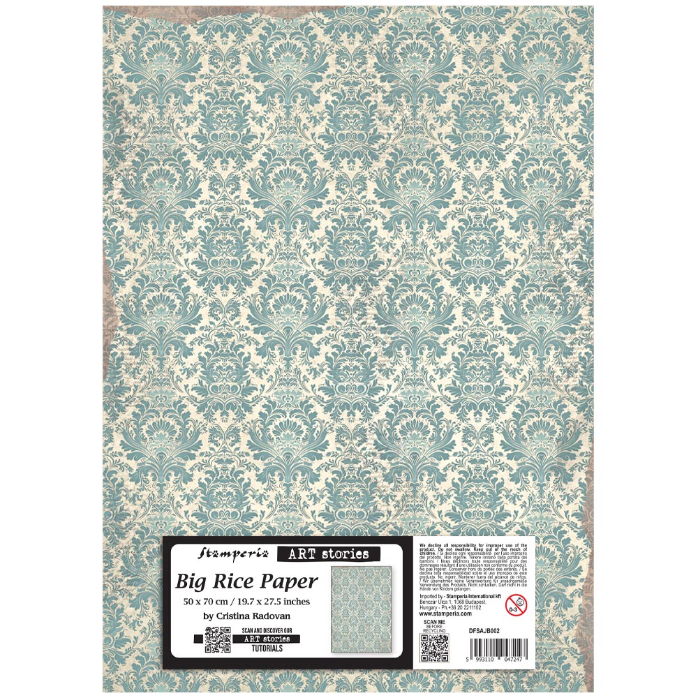Stamperia Art Stories BIG RICE PAPER - DAMASK PATTERN 50X70 CM Decoupage Rice Paper  #DFSAJB002