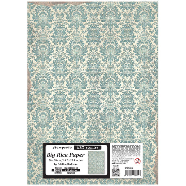 Stamperia Art Stories BIG RICE PAPER - DAMASK PATTERN 50X70 CM Decoupage Rice Paper  #DFSAJB002