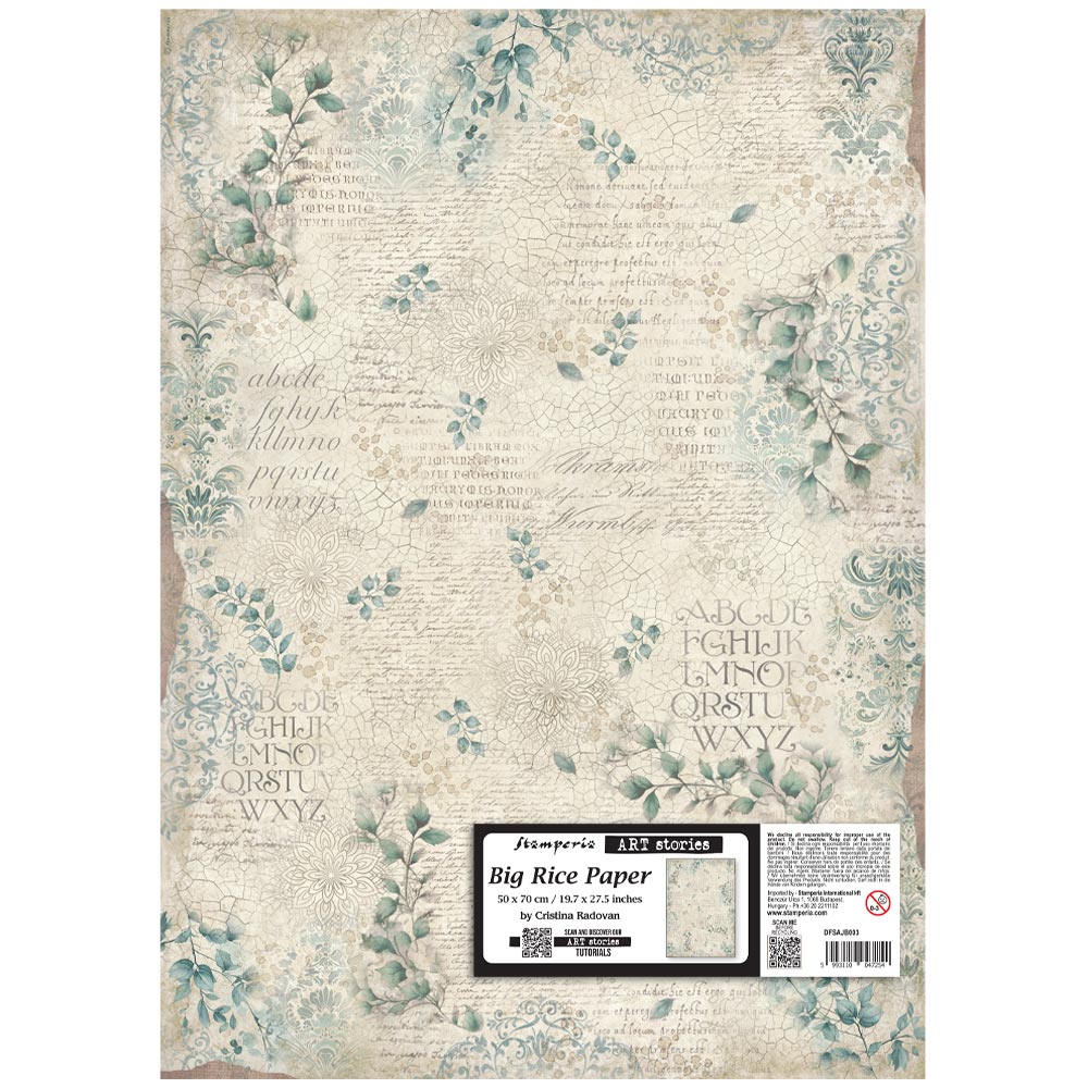 Stamperia Art Stories BIG RICE PAPER - LEAVES PATTERN 50X70 CM Decoupage Rice Paper #DFSAJB003