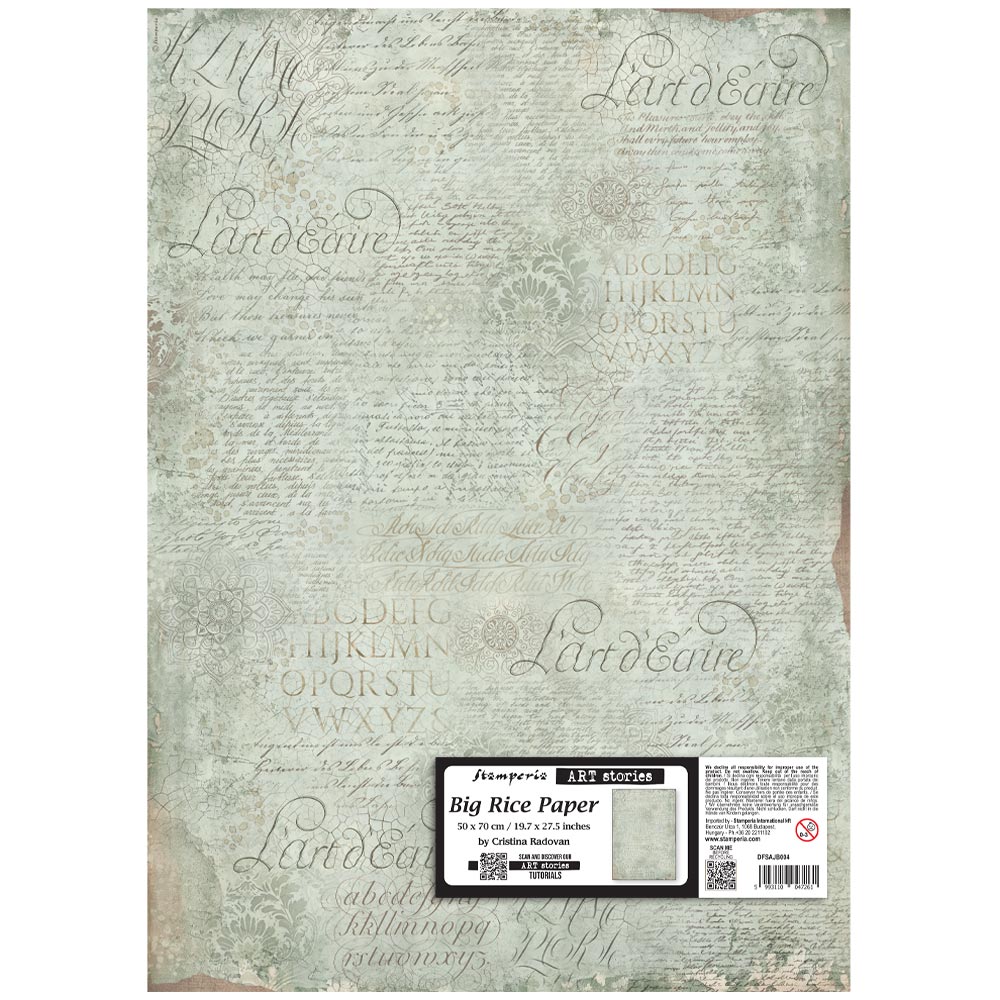 Stamperia Art Stories BIG RICE PAPER - MANUSCRIPT PATTERN 50X70 CM Decoupage Rice Paper  #DFSAJB004