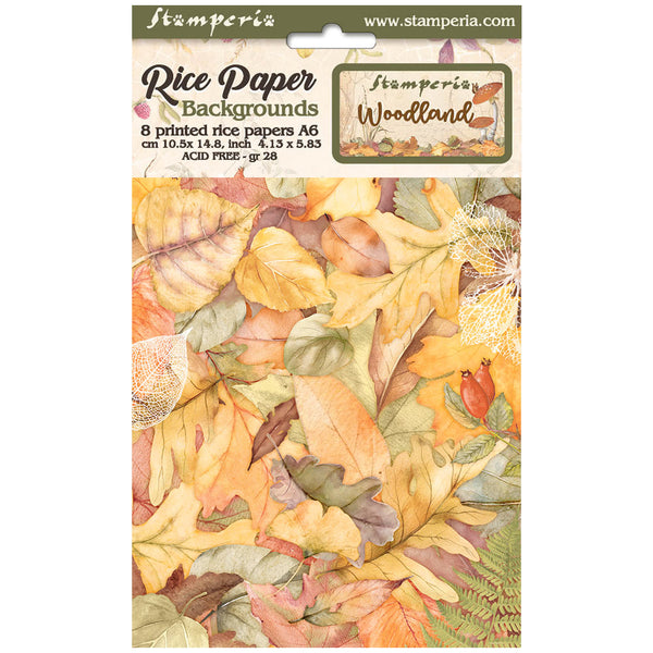 Stamperia WOODLAND Backgrounds A6 Assorted Rice Paper SELECTION Decoupage 8 sheets #DFSAK6011