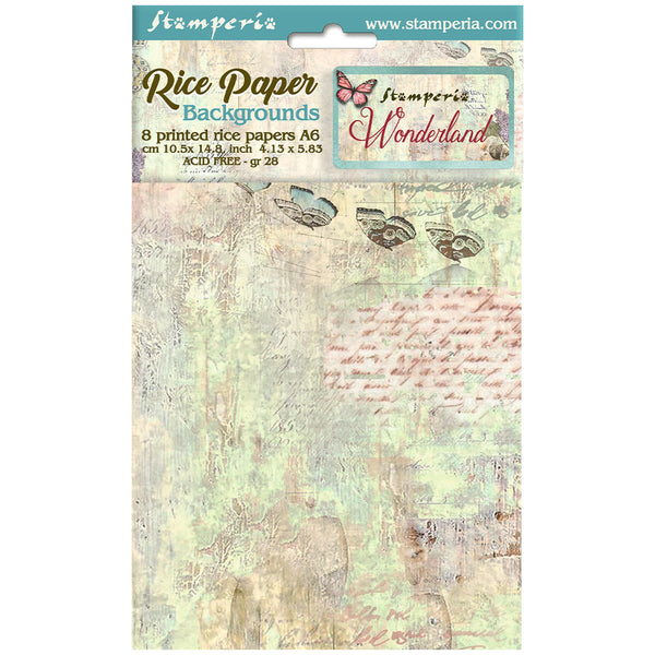 Stamperia WONDERLAND A6 Assorted Rice Paper SELECTION Decoupage 8 sheets #DFSAK6025