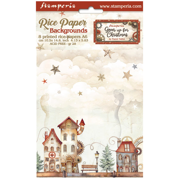 Stamperia GEAR UP FOR CHRISTMAS A6 Assorted Rice Paper Selection Decoupage 8 sheets #DFSAK6026