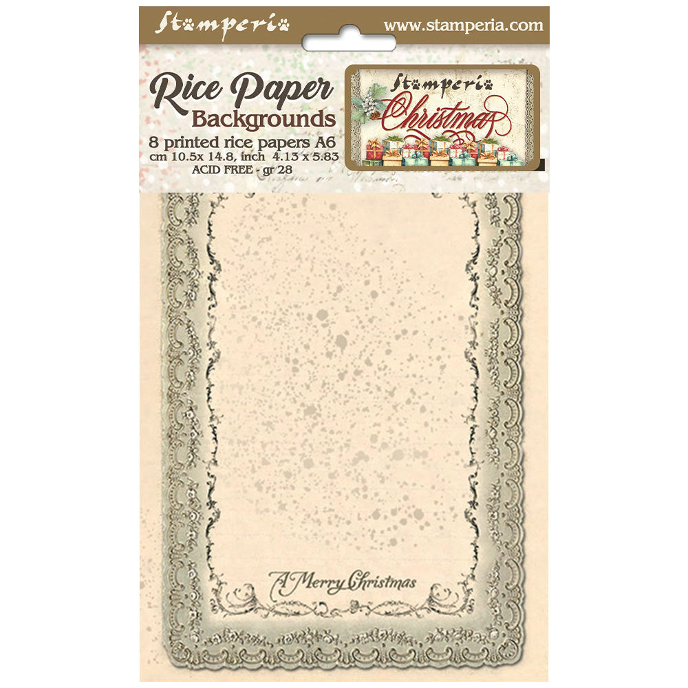 Stamperia CLASSIC CHRISTMAS A6 Assorted Rice Paper Selection Decoupage 8 sheets #DFSAK6028