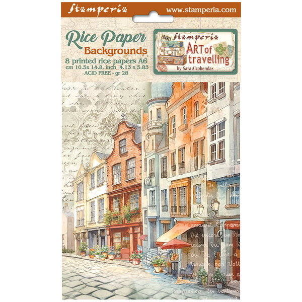 Stamperia ART OF TRAVELLING A6 Assorted Rice Paper Selection Decoupage 8 sheets #DFSAK6035