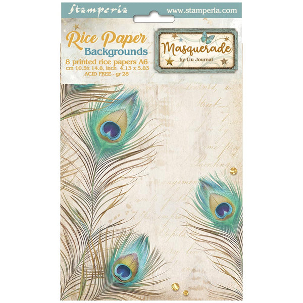 PRE-ORDER Stamperia MASQUERADE A6 Assorted Rice Paper Selection Decoupage 8 sheets #DFSAK6036