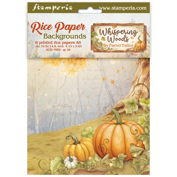 Stamperia WHISPERING WOODS A6 Background Assorted Decoupage Rice Paper 8 sheets #DFSAK6045