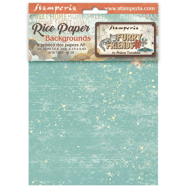 Stamperia FURRY FRIENDS A6 Background Assorted Decoupage Rice Paper 8 sheets #DFSAK6046