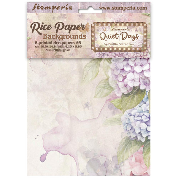 Packaging of Stamperia rice paper backgrounds with floral design