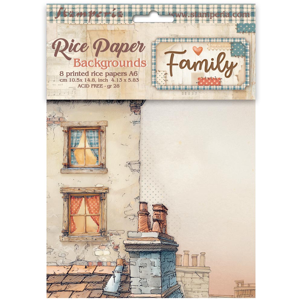 Stamperia FAMILY BACKGROUNDS A6 Assorted Decoupage Rice Paper 8 sheets #DFSAK6049