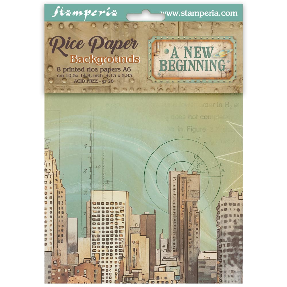 Stamperia A NEW BEGINNING MINI A6 Assorted BACKGROUNDS Decoupage Rice Paper 8 sheets #DFSAK6052
