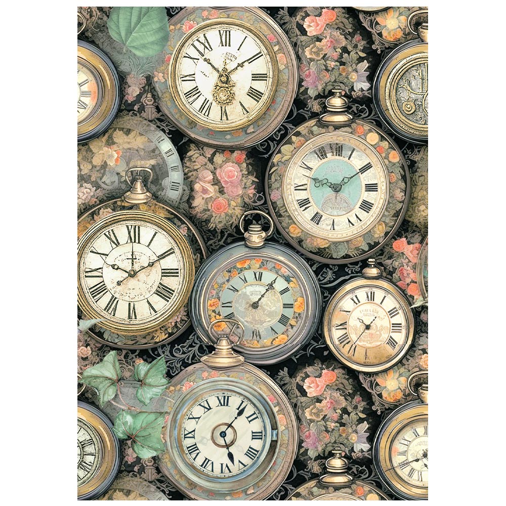 Stamperia GARDENS OF TIME Backgrounds A6 Selection Decoupage Rice Paper 8 sheets #DFSAK6053