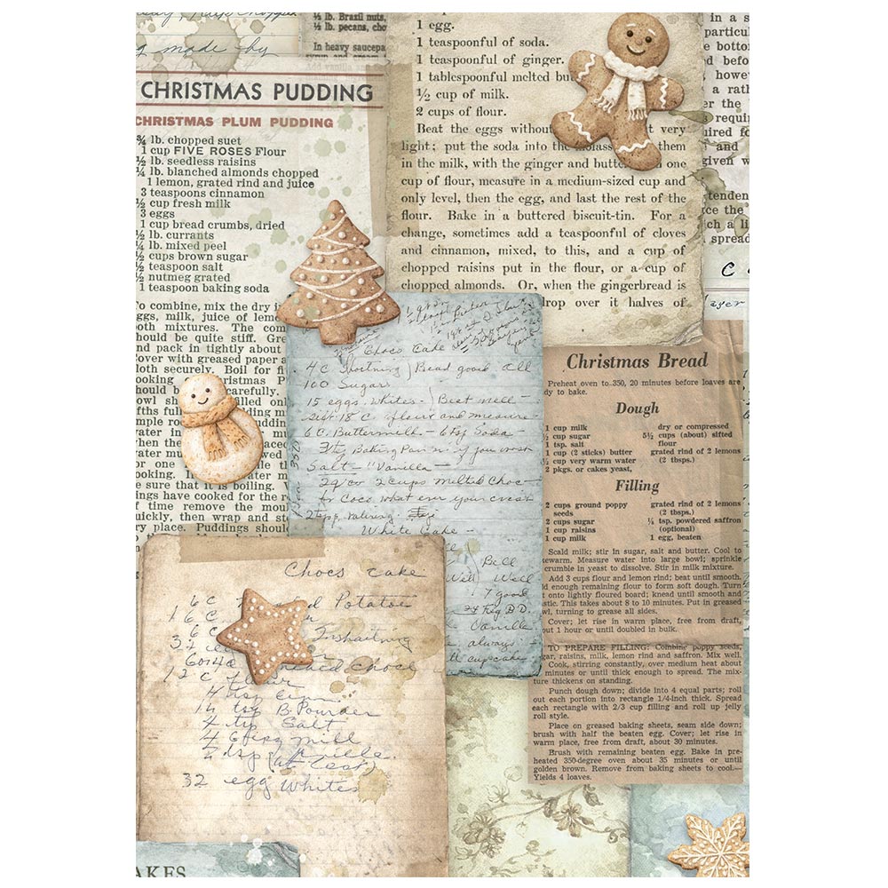 Stamperia WHITE CHRISTMAS A6 BACKGROUNDS Selection Decoupage Rice Paper 8 sheets #DFSAK6059