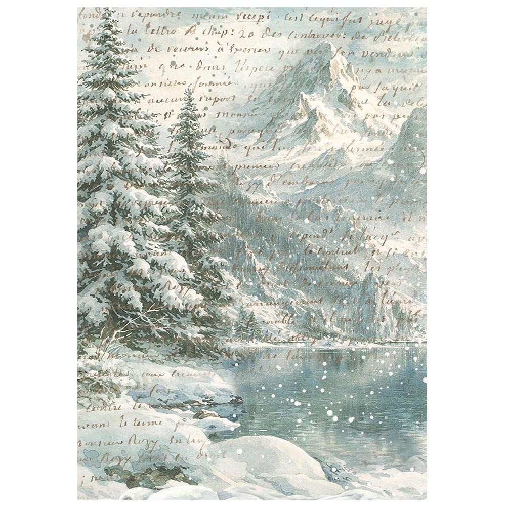 Stamperia WHITE CHRISTMAS A6 BACKGROUNDS Selection Decoupage Rice Paper 8 sheets #DFSAK6059