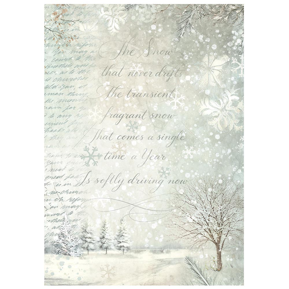 Stamperia WHITE CHRISTMAS A6 BACKGROUNDS Selection Decoupage Rice Paper 8 sheets #DFSAK6059