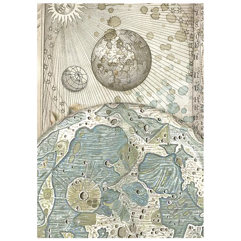 Stamperia COSMOS - A6 BACKGROUNDS Selection Decoupage Rice Paper 8 sheets #DFSAK6060