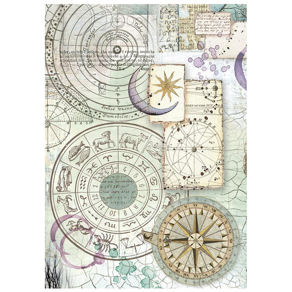 Stamperia COSMOS - A6 BACKGROUNDS Selection Decoupage Rice Paper 8 sheets #DFSAK6060
