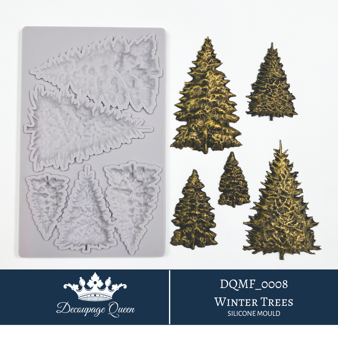 Decoupage Queen WINTER TREES Christmas Silicone Moulds Molds 5