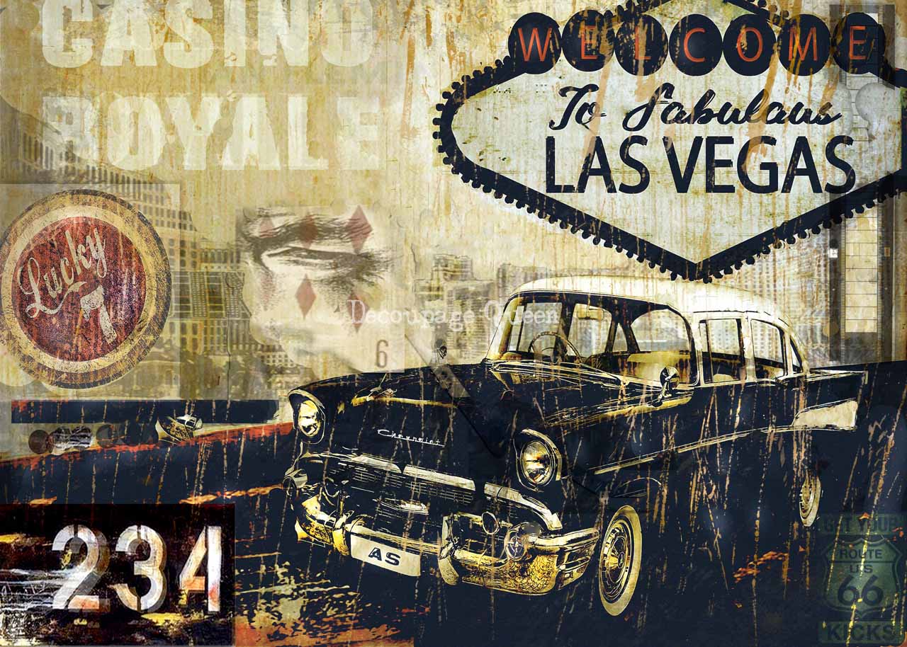Decoupage Queen Andy Skinner FABULOUS LAS VEGAS  A4 Rice Paper DQRP0274