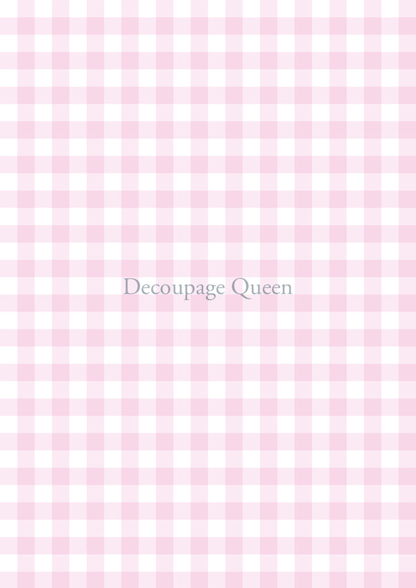 Decoupage Queen PINK GINGHAM A4 Rice Paper DQRP0541