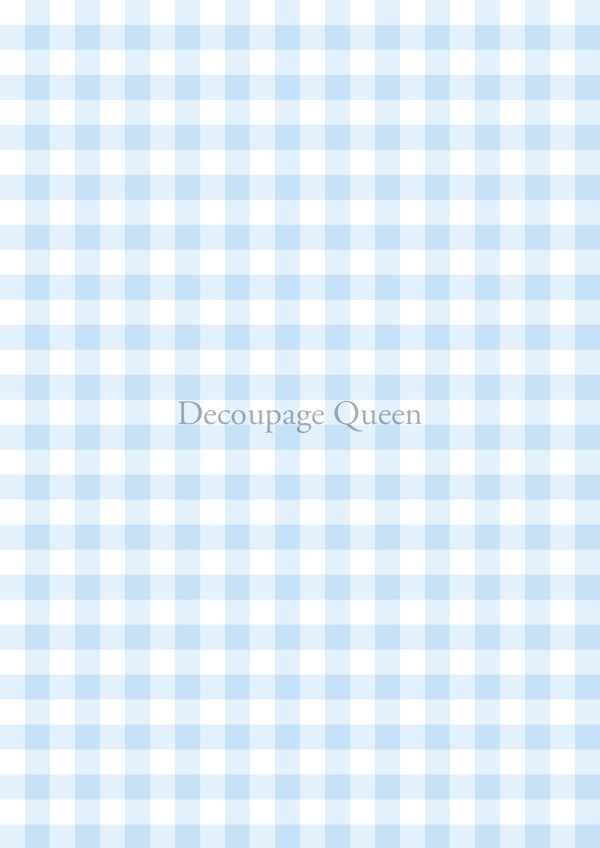 Decoupage Queen BLUE GINGHAM A4 Rice Paper DQRP0543