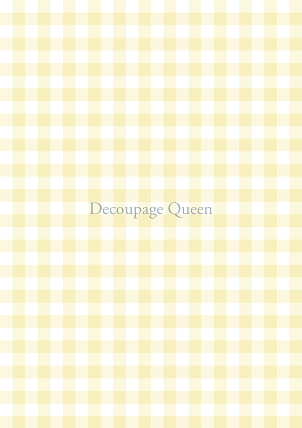 Decoupage Queen YELLOW GINGHAM A4 Rice Paper DQRP0544