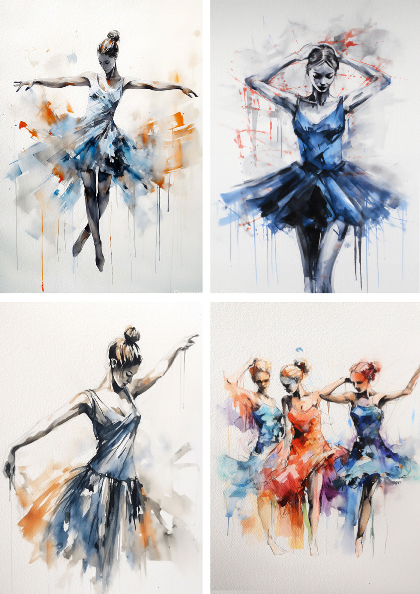 Decoupage Queen Andy Skinner BALLET FOUR PACK A4 Rice Paper DQRP0597