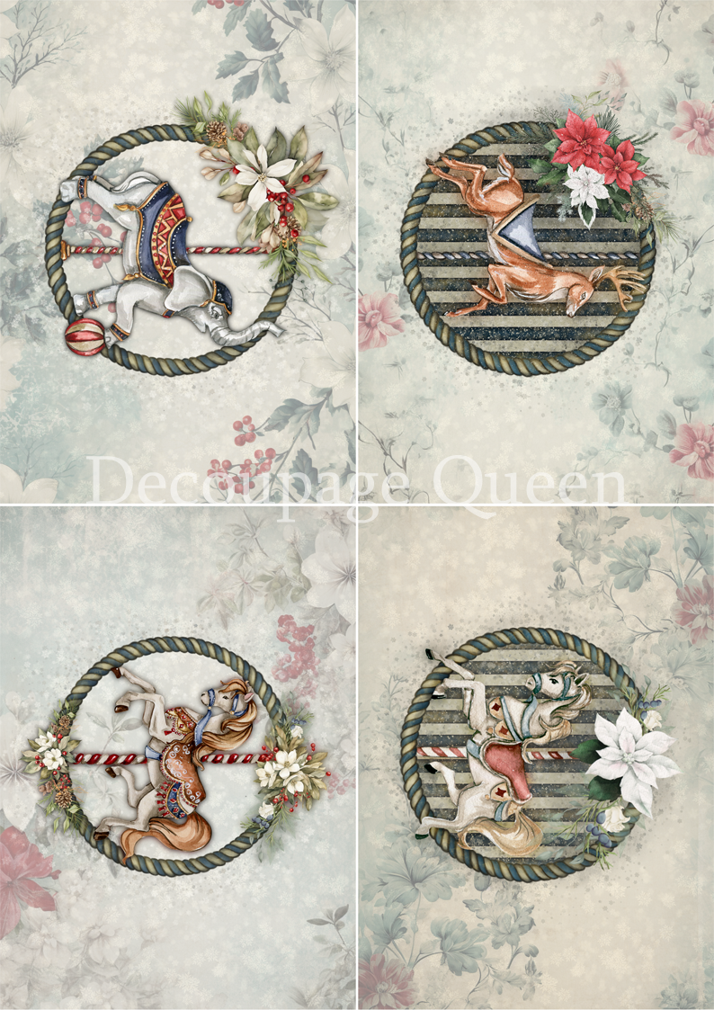 Decoupage Queen JOLLY 4 PACK Dainty and the Queen A4 Rice Paper DQRP0664