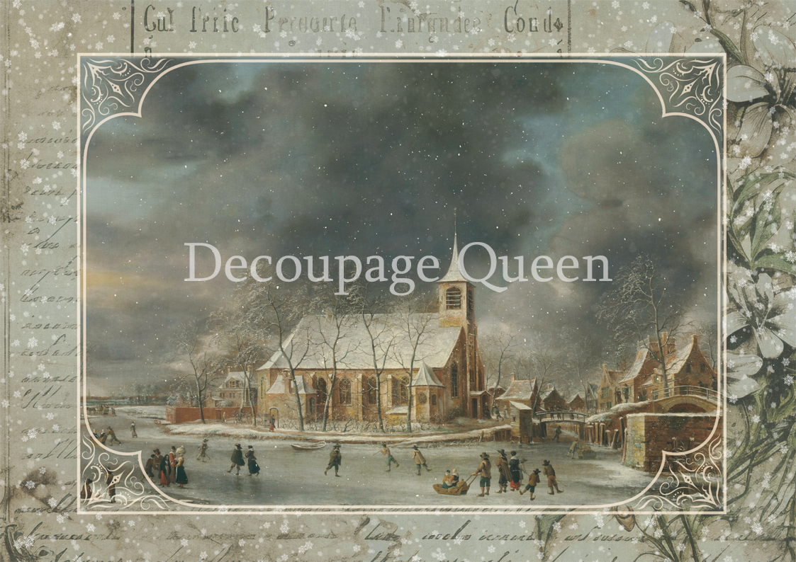 Decoupage Queen WINTER'S JOY Dainty and the Queen A4 Rice Paper DQRP0666