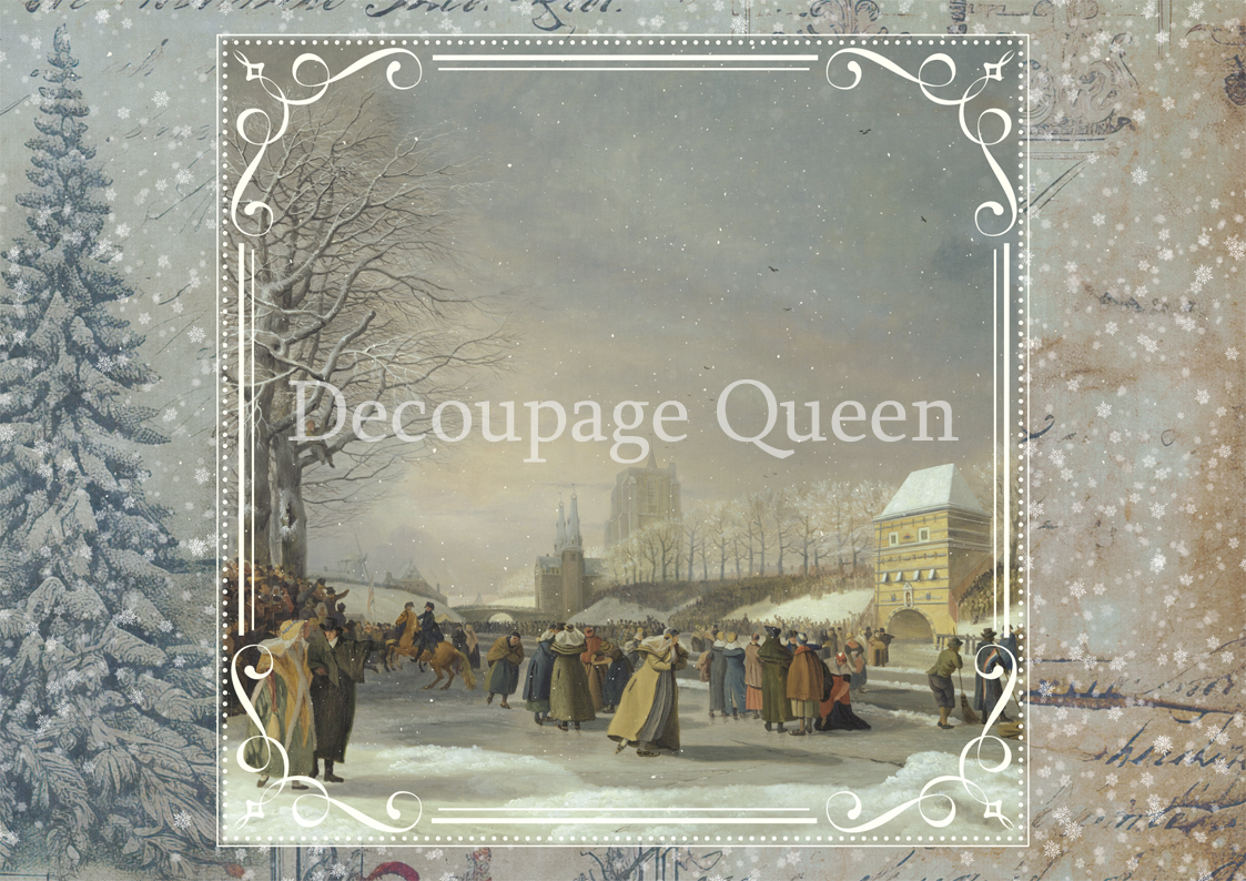 Decoupage Queen FROSTY DAY Dainty and the Queen A4 Rice Paper DQRP0668