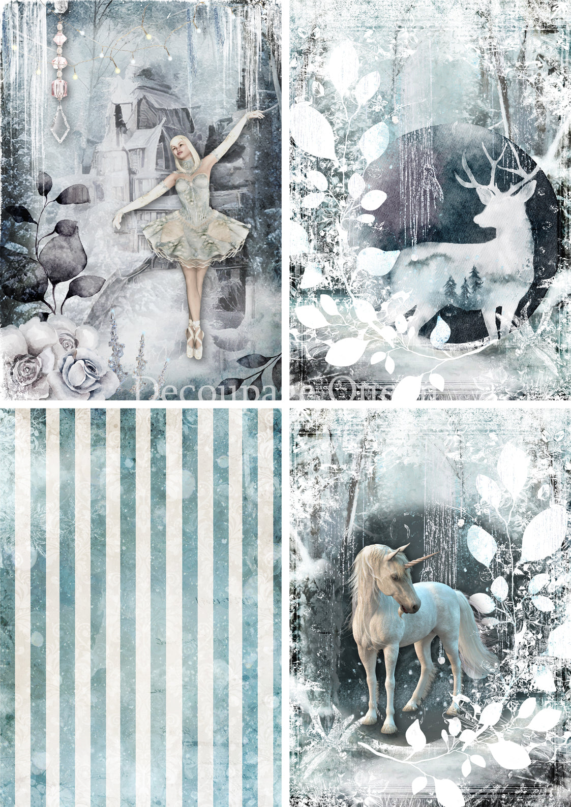 Decoupage Queen WINTER FAIRY TALE 4 PACK Christmas A4 Decoupage Rice Paper DQRP0681