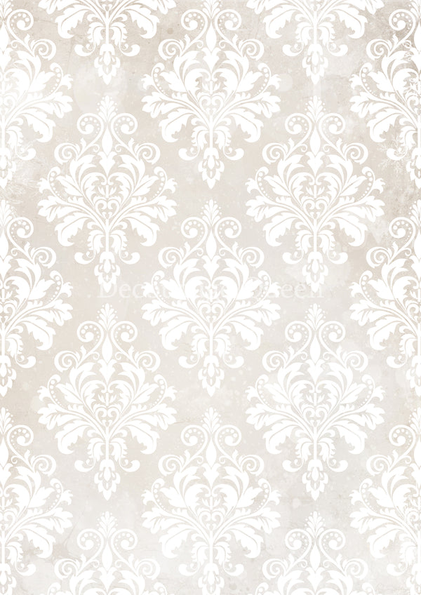 Decoupage Queen CREAM DAMASK Christmas A4 Decoupage Rice Paper DQRP0683