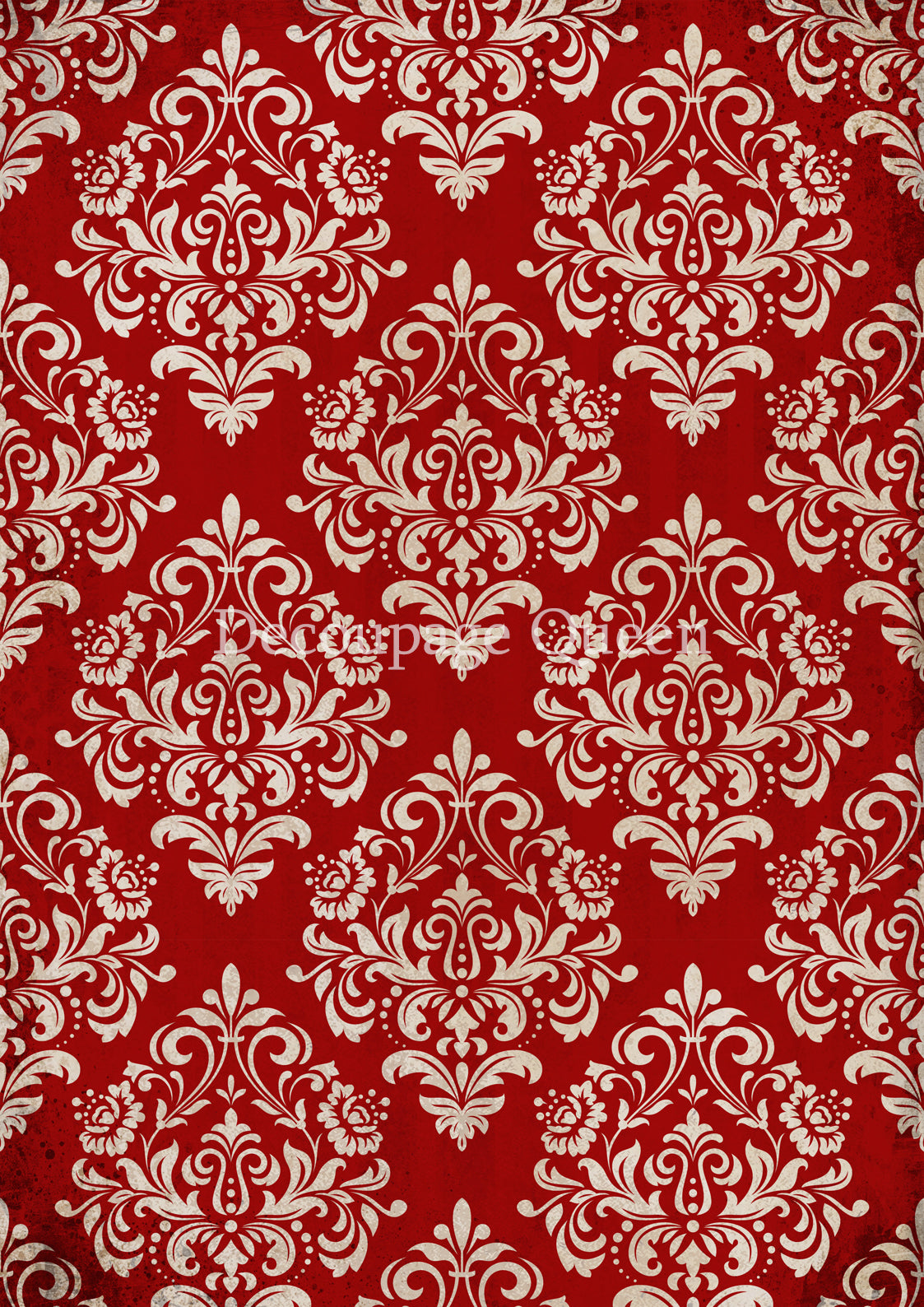 Decoupage Queen CHRISTMAS RED DAMASK Christmas A4 Decoupage Rice Paper DQRP0684