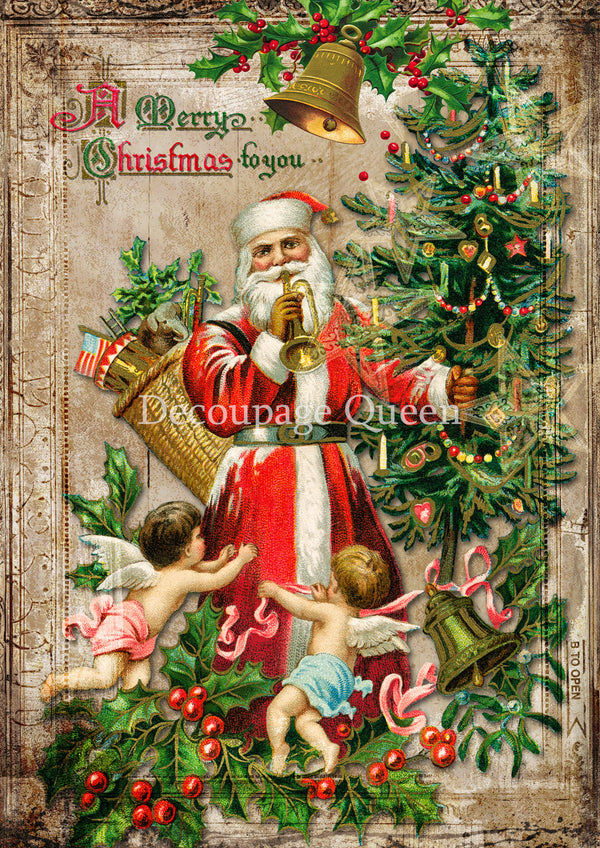 Decoupage Queen A MERRY CHRISTMAS to You A4 Decoupage Rice Paper DQRP0692