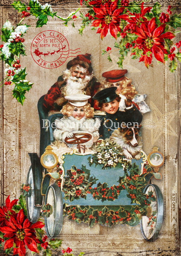 Decoupage Queen HOLIDAY STROLL Christmas A4 Decoupage Rice Paper DQRP0693