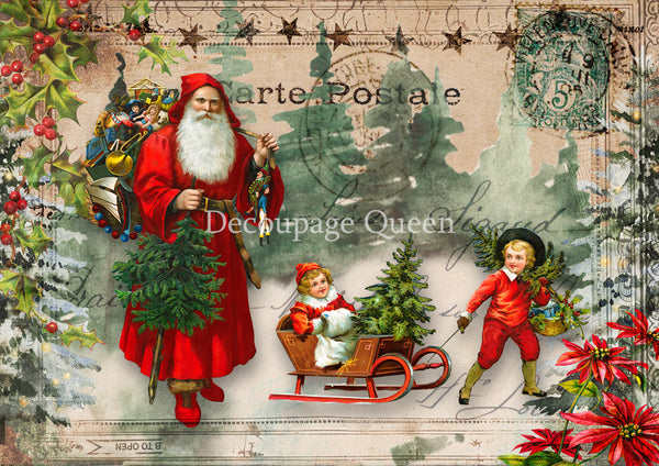 Decoupage Queen SLEDDIN Christmas A4 Decoupage Rice Paper DQRP0695