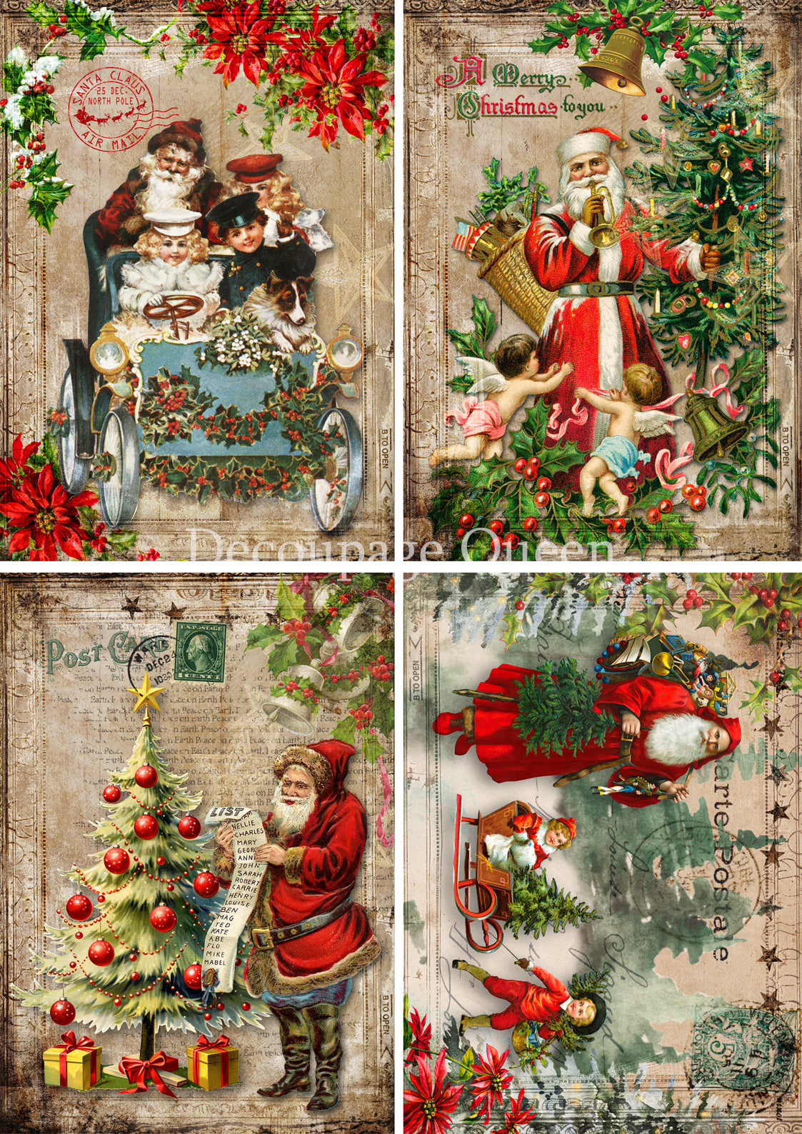 Decoupage Queen VINTAGE FESTIVITIES Christmas A4 Decoupage Rice Paper DQRP0696