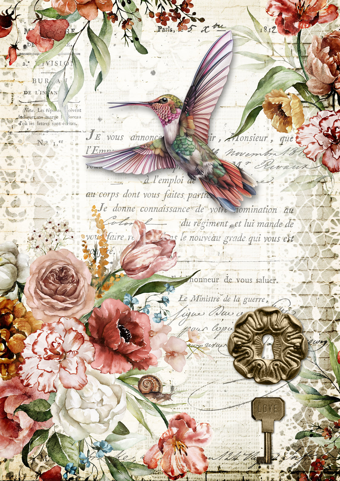 Decoupage Queen COLORFUL BLOOMS A4 Decoupage Rice Paper DQRP0712
