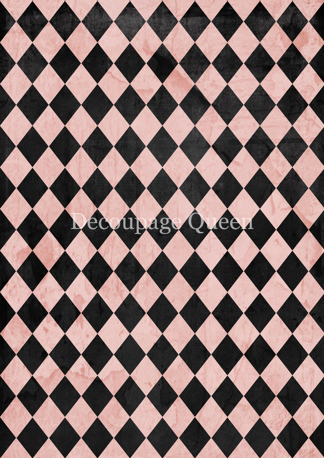 Decoupage Queen PINK and BLACK HARLEQUIN A4 Decoupage Rice Paper DQRP0722
