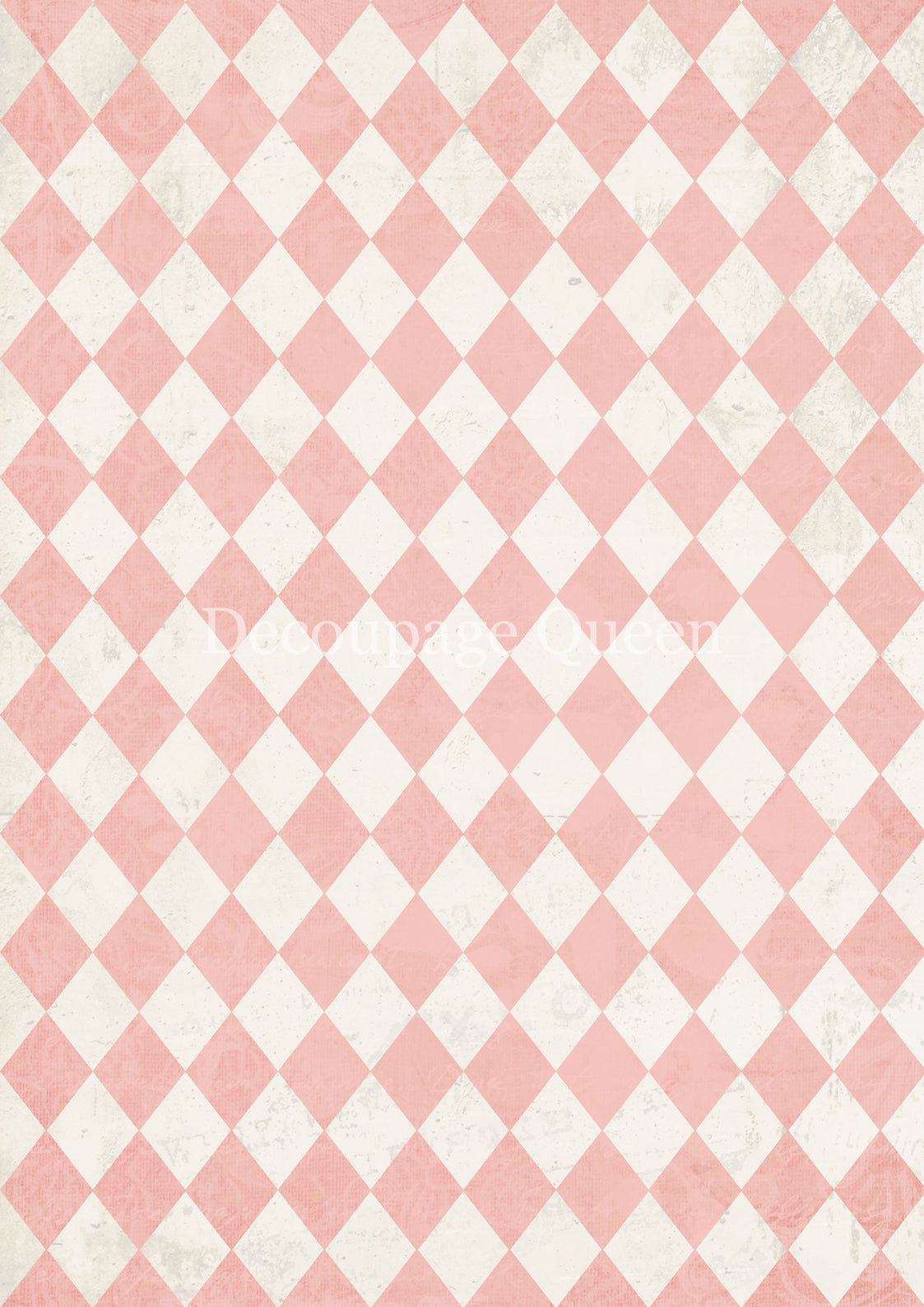 Decoupage Queen PINK and IVORY HARLEQUIN A4 Decoupage Rice Paper DQRP0723