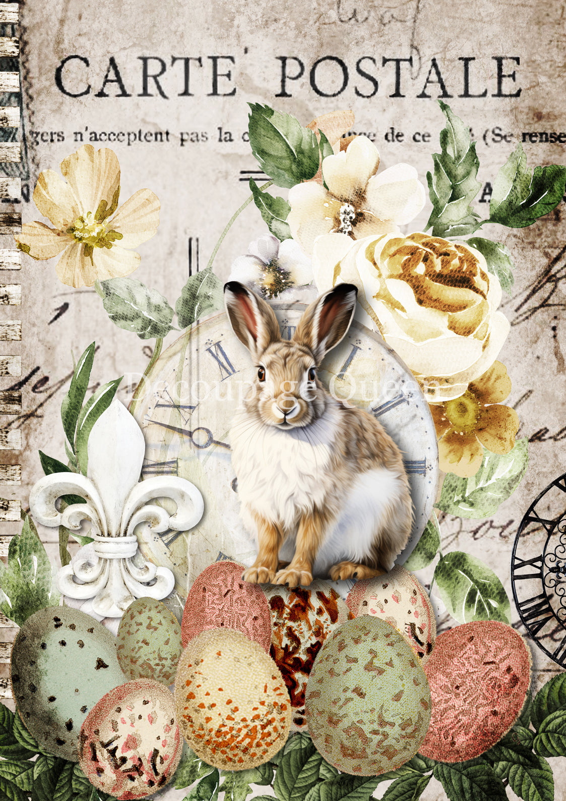 Decoupage Queen EASTER POSTCARD A4 Decoupage Rice Paper DQRP0725